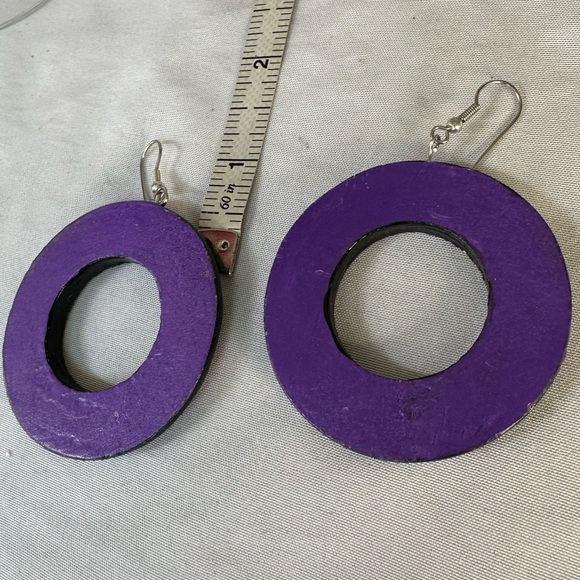 Large open circle Mandela dot style earrings - Picture 5 of 6